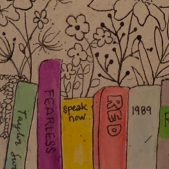 Greeting Card: Taylor Swift inspired bookcase watercolor card - Picture 3 of 3